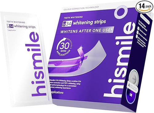 HiSmile V34 Teeth Whitening Strips - Professional Results in 30 Minutes, 14 Day Treatment